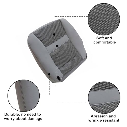 SecosAutoparts Driver Foam Cushion & Driver & Passenger Side Bottom Replacement Cloth Seat Cover Fit for Dodge Ram 1500 2500 3500 4500 5500 2006 2007 2008 2009 2010 - Thumbnail 4