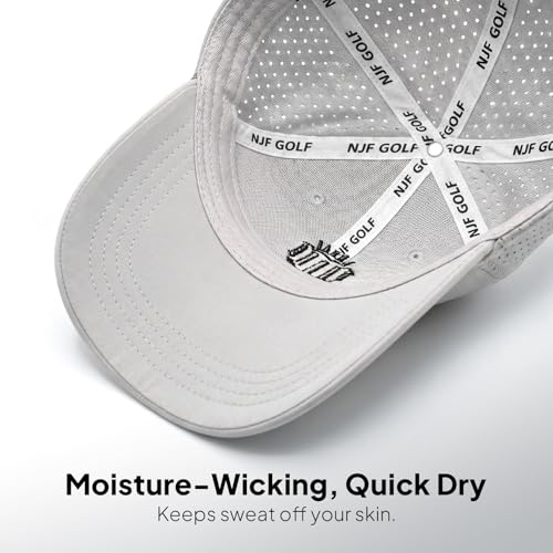 Image of NJF Golf Hat Men - Breathable Mens Golf Hats, Adjustable Rope Hook and Loop Style Cap, Convenient Cap with Tee Holder
