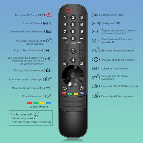 Image of Magic Remote for LG Smart TV Remote Control,for LG TV Remotes AN-MR24GA /23GA /22GA /21GA with Pointer and Voice Function,Replacement for 2019-2024 UHD QNED NanoCell MiniLED OLED C4 C3 C2 C1 G4 Smart TVs