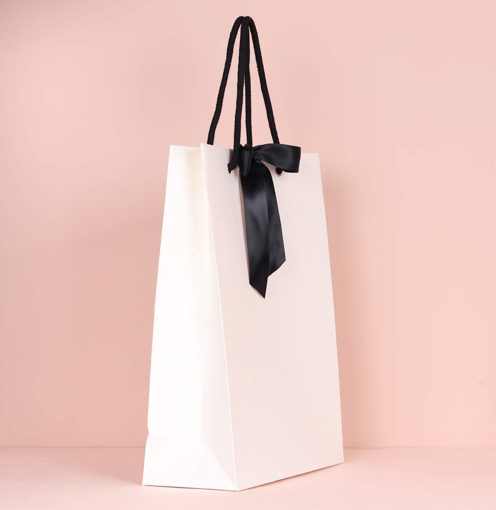 PAPERIST 8 elegante Geschenktüten mit Satinschleifen und robusten, dicken Geschenkbeutel, perfekt für Hochzeitsgeschenktüten
