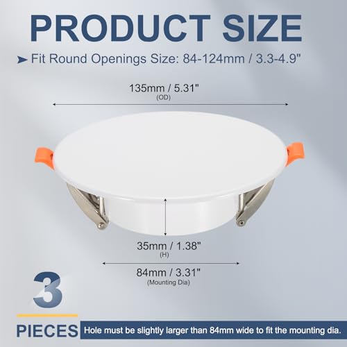 Placas redondas de techo sourcing map de 135 mm en blanco mate pack de 3 3