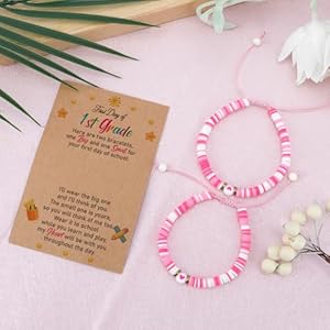 Back to school mother daughter bracelets kindergarten daycare 1st grade 2nd grade school gifts first day of preschool  urban country home decor