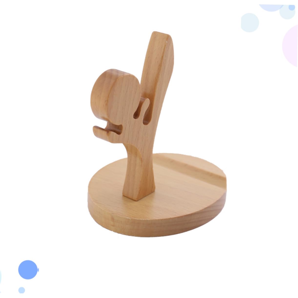 3 Piezas Soporte de Madera Natural para Móvil con Diseño Kung Fu Antideslizante para Escritorio y Mesa