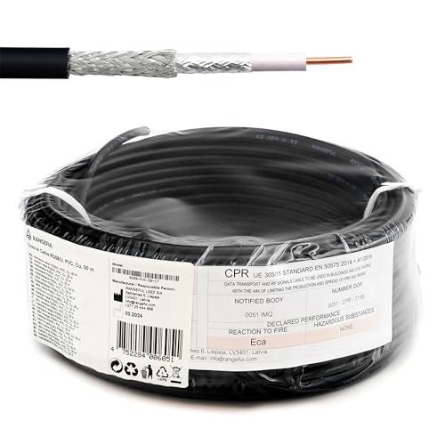 RANGEFUL RG58 Coaxial Cable 30m 98ft — Low Loss 50ohm RF Extension Coax — Compatible with N Type SMA BNC TNC PL259 FME connectors — for WiFi VHF UHF CB Radio HAM Router Antenna 4G 5G — Made in Italy