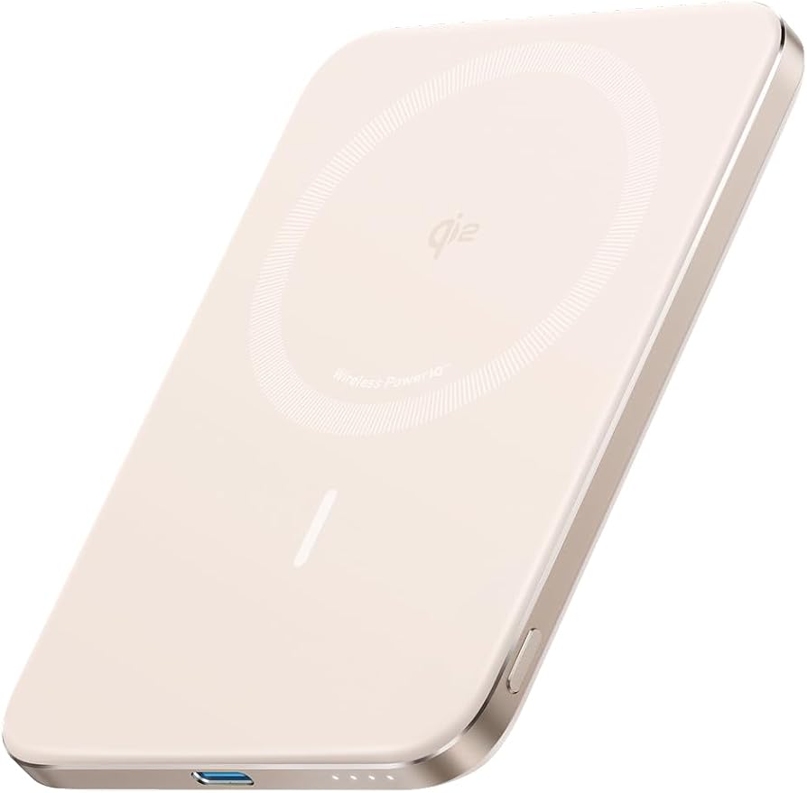 Anker Nano Power Bank (5000mAh, MagGo, Slim) Qi2認証 ワイヤレス充電 最大出力15W MagSafe対応 マグネット式ワイヤレス充電対応 コンパクト 薄型 8.6mm 小型 iPhone 17 / 16 / 15シリーズ / Air 対応 (ゴールド)
