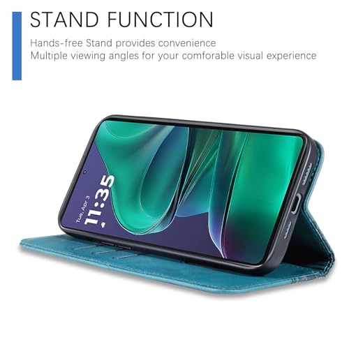 Image of Wallet Case for Motorola Moto G 5G 2025 6.6 inch - PU Leather Flip Cover with Card Holder Slots, Strong Magnetic Folio Kickstand Phone Case, Green