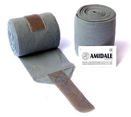 Amidale Polo Wraps Fleece Stable Bandages Horse Equestrian Leg Wraps Set Of 4 One Size (Grey)