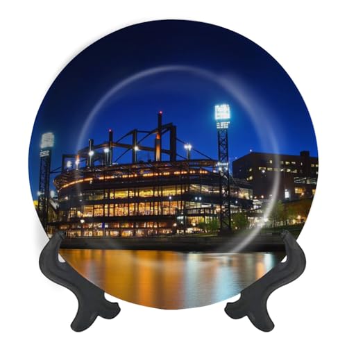Decorative Plates for Display Night view PNC Park Gift Plates Ceramic Collections Plates Hanging Artwork for Living Dining Room Kitchen Souvenir
