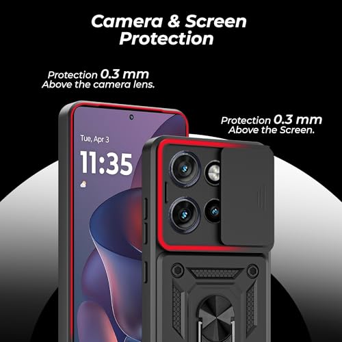 Image of A rtistque Armor Bumper Back Case Cover for Motorola Moto Edge 50 Neo 5G | Stylish Ring Holder & Inbuilt Stand | Sliding Camera Cover | TPU Protective Design | Moto Edge 50 Neo Back Cover - Black