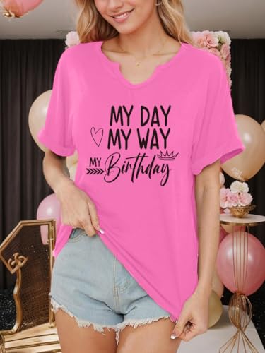 Birthday Shirts for Women V-Neck Its My Birthday Shirt Cute Birthday Girl Graphic Short Sleeve Tee Tops2