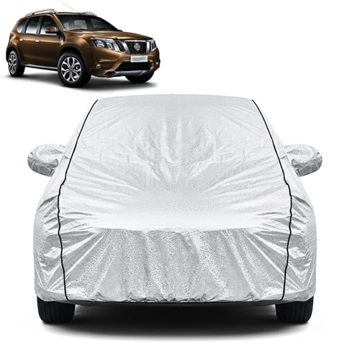 Image of Waterproof Car Cover for Nissan Terrano | Dustproof, UV Resistant & Scratch Protection | Soft Cotton Lining | Triple Stitched | Mirror Pockets & Elastic Fit | Silver