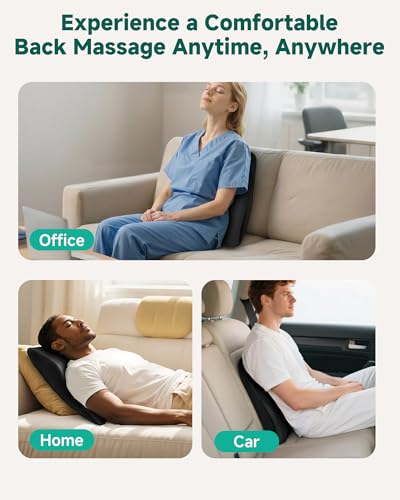 Image of Snailax Shiatsu Back Massager with Heat, Neck Shoulder Massager for Pain Relief Deep Tissue, 4D Kneading Back Massage Pillow, 3 Speed /3 Modes Portable for Home Office Car Use