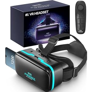 FEEBZ 3D VR Headset for Kids 2.0 + Android Remote – for iPhone & Android Phones | with 3D VR Videos & Apps Links | Virtual Reality Goggles Set for Beginners (Bright Blue)