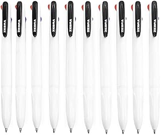 ZEBRA Z-Grip Elegance 4 in 1 Colours Retractable Ballpoint Pen - 1.0mm - White Barrel - Black, Blue, Red, Green - Pack of 10