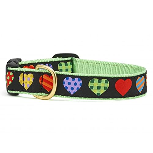 Up Country Valentine and Hearts Colorful Hearts Pattern Dog Collars and Leashes (Colorful Hearts Dog Collar, Small (9 to 15 Inches) 5/8 Inch Narrow Width)