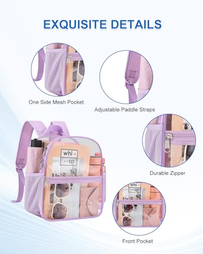Image of Clear Backpack for Stadium Events, 12x12x6 Small Clear Plastic bag with Reinforced Straps for Game Security Festival Concert