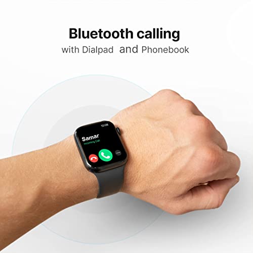 Image of Vortex Bluetooth Calling Smartwatch with Stylish 1.80 inch Curved IPS Display, Working Crown, Heart & Spo2 Monitoring, 100+ Watch Faces, Activity Tracking for Men & Women - Jet Black