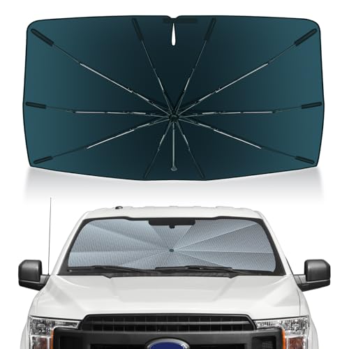Image of Autorder Windshield Sun Shade Umbrella for 2015-2020 Ford F150 F250 F350 F450 Accessories,Upgraded Ice Crystal Material,Easy Setup Umbrella Sunshade for Car Windshield,100% Sun Blocking