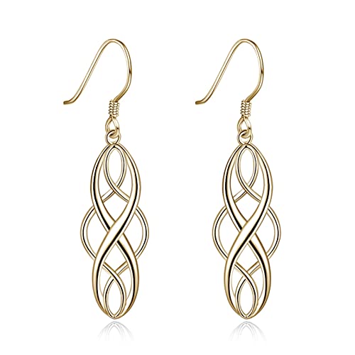 Boucles d'oreilles Or Blanc 18K pour Femmes, le cadeau d'infini géométrique