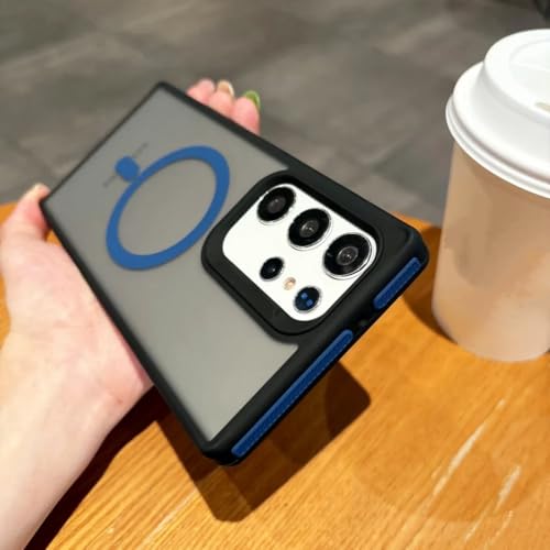 Étui de chargement magnétique S23 Ultra housse mate bleu clair bicolore givré - 7