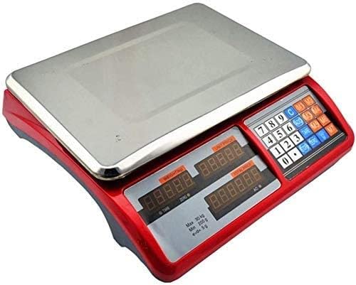 Electronic Scales Portable Retail Pricing Scale 30kg X 5g Digital Weigh Tare Pharmaceutical Medical Biology Precision Home Kitchen Scientific University Jewellery (Red 30kg/5g) (Red 30kg/5g)