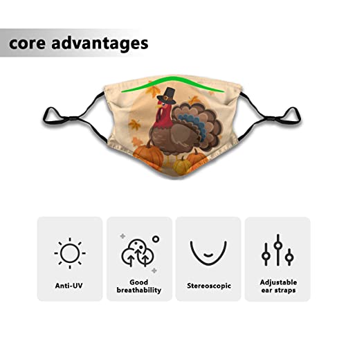 Funny Thanksgiving Turkey Face Mask, Washable Bandanas Reusable Mask With Filter Pocket For Women Men #TOP1