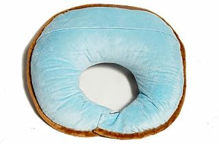 Bacati Stripes Nursing Pillow Blue Velor with Stripes, Brown