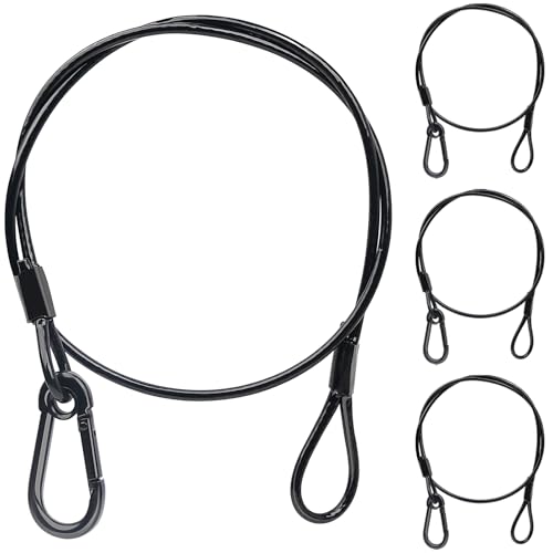 4Pack Black Chain Hanging Safety Cables with Hook Truss Clamps for Lights, Stainless Steel Lanyard...