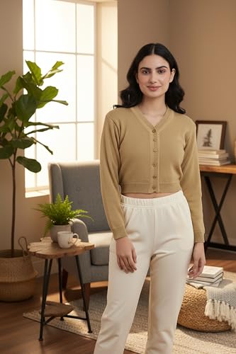 Image of Women Winter Wear V-Neck Full Sleeves Regular Fit Woollen Blouse