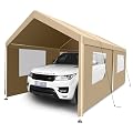New Upgraded 10x20In Carport,Heavy Duty Portable Garage, Extra Large Canopy,Waterproof & UV Resistant, Ideal Outdoor Storage Shelter for Truck,Boat,Car (Khaki)