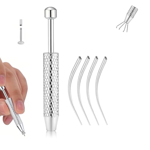 Piercing Tapered Ball Grabbing Tool for Jewelry Replacement - 14G 16G 18G 20G Stainless Steel Flat Back Earring Applicator Tool Threaded Internal Threaded External Threaded Body Piercing Insertion Needle Kit for Ear/Nose/Navel/Nipple/Lip/Eyebrow/Tongue (Set Curved Internal Threaded (12G 14G 16G 18G))
