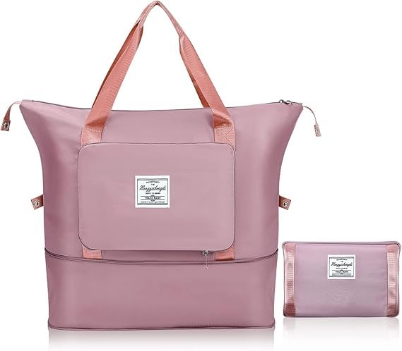 gemrkk Nylon 41 Liter Expandable Travel Bags for Women, Duffle Bags for Women Luggage, Foldable Vanity Traveling Bag, Waterproof Hand Bag for Ladies Personal Items,Pink-picture-15