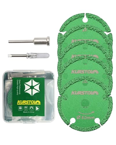 Diamond Rotary Tool Cut-Off Wheels - 5pcs 1-9/16 Inch(40mm) Metal Cutting disc for Rotary Tool Accessories with 1pc 1/8” Mandrel for Metal, Iron Pipe, Iron Sheet, Bolts, Screws