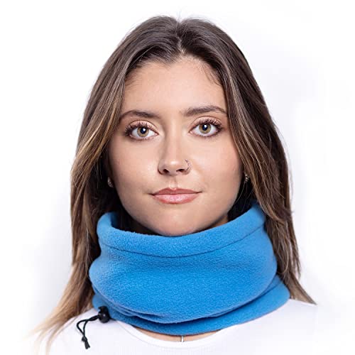 Karl Loven Damen Loop Schal Hals wärmer Herren Schnalle Winter Fleece Futter Unisex warme Hut Maske - Sport Ski Motorrad Fahrrad Snowboard Wandern Himmelblau