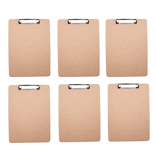 Zwischenablage für Bürobedarf 6pcs verdickte Holz Clip-Board Kunststoff A4 Ablagen for Protokoll-Papier-Dateien Halten Haltbarer Clip mit niedrigem Profil