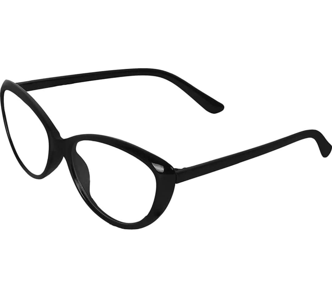 Black Frame White Lens Cat Eye Sunglasses/Frame for Women And Girls (Transparent Lens)-image-37