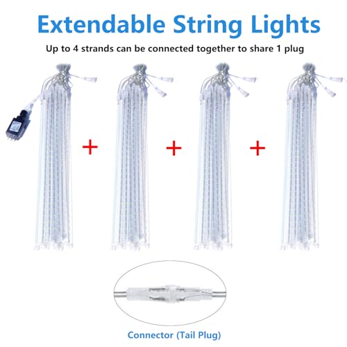 Aluan GP-SW070DC0857-IP44(US) A Meteor Shower Lights Outdoor White Christmas Lights 16 Inch 10 Tubes 360 Led Falling Rain Lights Waterproof Snowfall Dripping Icicle Lights thumb #4
