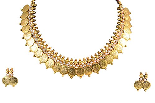 YouBella Pearl Temple coin Traditional Necklace set for women ewellery set with Earrings for Women