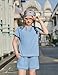 Arshiner Girls 2 Piece Outfits Fashion Summer Short Sleeve Top and Short Sets with Pockets Kids Tracksuit Blue 9-10 Years