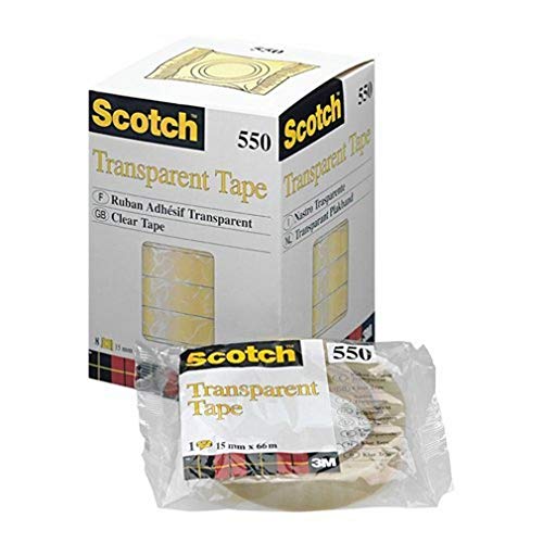Scotch Cinta transparente 550, 15 mm נ66 m, 10 rollos