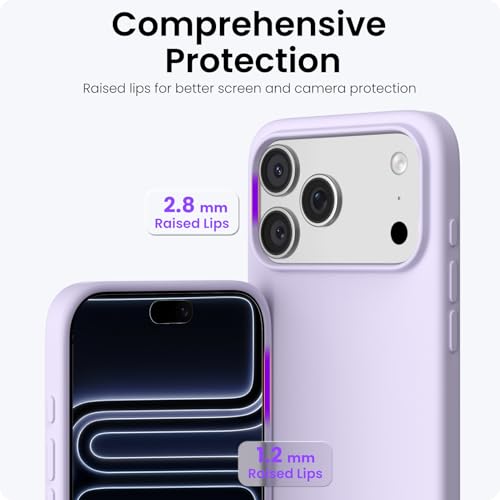 Image of ORNARTO Compatible with iPhone 17 Pro Max Case 6.9 inch, Slim Liquid Silicone 3 Layers Soft Gel Rubber Shockproof Protective Cover with Anti-Scratch Microfiber Lining-Pastel Lilac