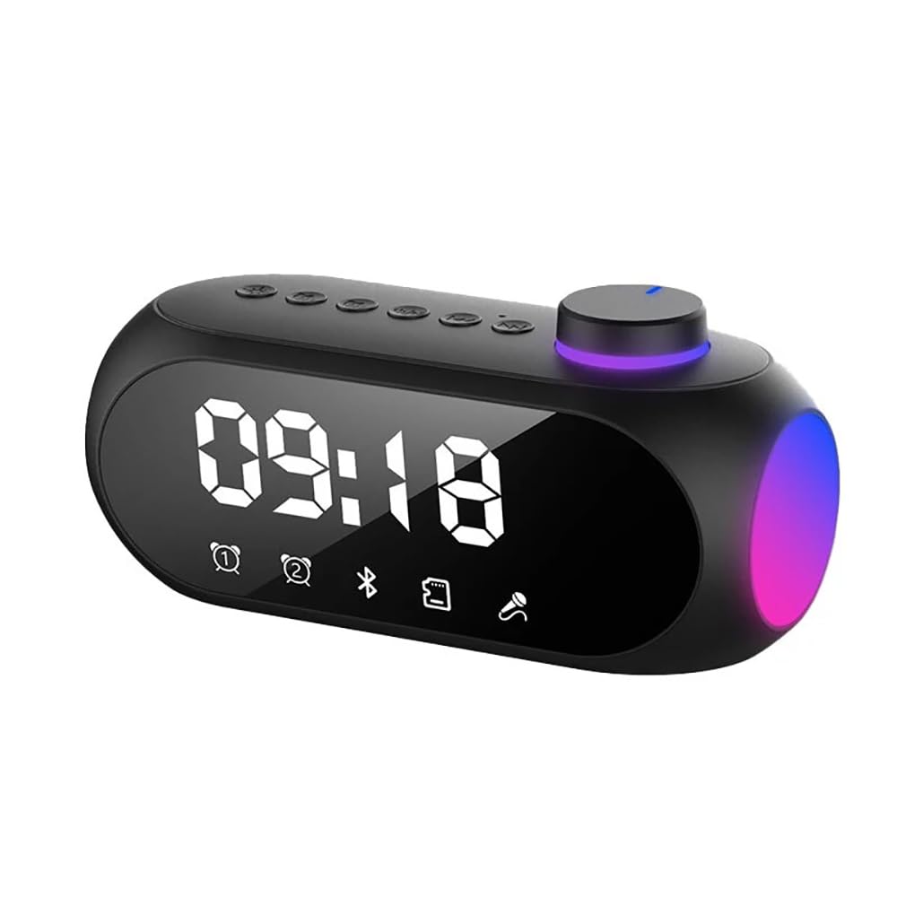 InderS18 Wireless Bluetooth Speaker HD Led Display Multifunction Stereo Bass Speakers/Alarm Clock/FM Rаdiо/TF Card/AUX Music Playback (Black)