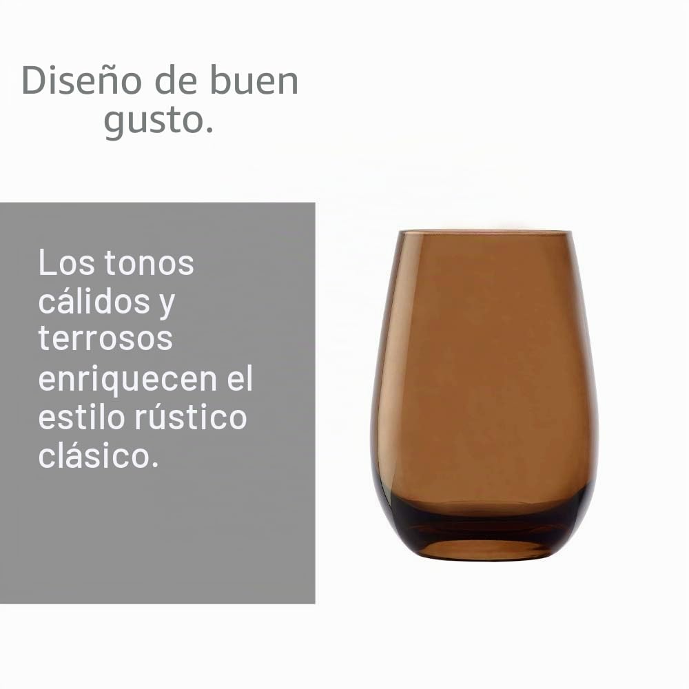 Stölzle Lausitz Vasos de Agua Elements Mix Mediterráneo – Set de 6 Vasos de Cristal de 465ml – Vasos Coloridos para Agua, Zumo y Cócteles – Aptos para Lavavajillas y Resistentes a Golpes