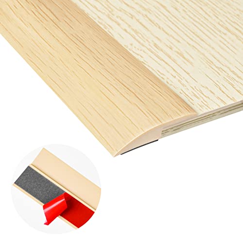 20Ft Carpet Floor Transition Strip, Self Adhesive Floor Edging Trim Strip, Pvc Threshold Cover For Doorway, Floor Divider Strip Suitable For Threshold Height Less Than 5 Mm - Beige Wood Grain #TOP14