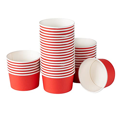 Image of Coppetta 8-Ounce Dessert Cups, 50 Disposable Ice Cream Cups - Lids Sold Separately, Sturdy, Red Paper Frozen Yogurt Bowls, For Hot And Cold Foods, Perfect For Gelato Or Mousse - Restaurantware