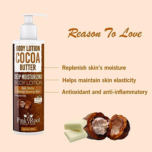 Image of Pink Root Body Lotion Cocoa Butter 200ml (Pack of 3)