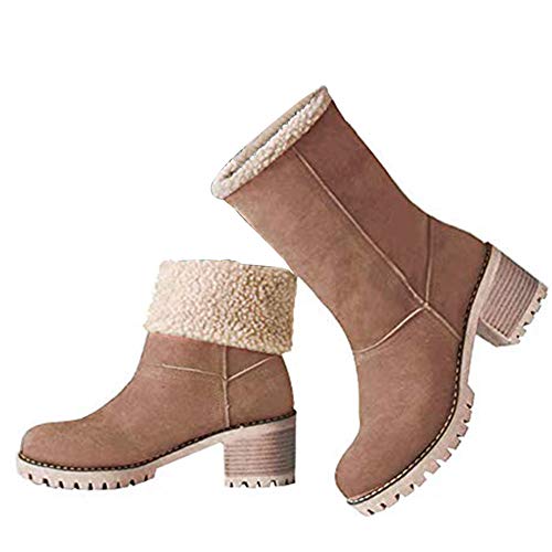 VIMISAOI Winter Boots for Women, Comfortable Slip On Mid Chunky H...
