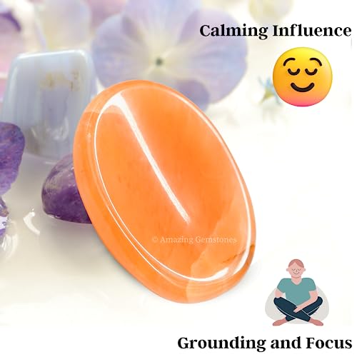 Image of Amazing Gemstone Red Aventurine Worry Stone Crystals and Healing Stones - Worry Stones for Stress Relief Gifts - Piedra Crystal Fidget for Meditation - Unique Stocking Stuffers and Birthday Gifts