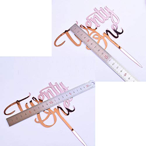 Yuinyo 21Th Birthday Cake Topper Champagne Gold 21Th Birthday Party Decoration Supplies Calligraphy Bling Cake Decoration Sign Party Banner #TOP5
