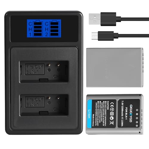 BLN-1 Replacement Battery 2280mAh 2 Pack, Dual Slot Battery Charger